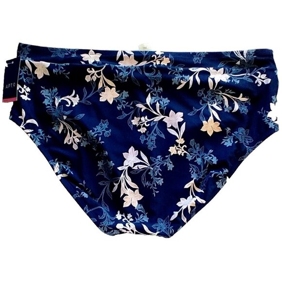 Apt 9 Women's High Waist High Leg Swim Bottoms Navy Blue Floral - XXL (20) NWT - Picture 5 of 6